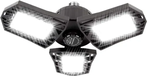 Miniatura 7 de Luces LED de garaje de 50 W - 5000 lúmenes, 6500 K, luz diurna, iluminación LED de techo de garaje de tres hojas, paquete de 2