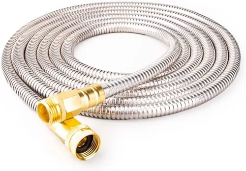 Miniatura 18 de Manguera líder de acero inoxidable: Extensión de manguera de jardín corta de 1 pie con acero 304 - Conector de metal flexible para grifo o carrete