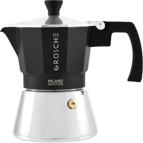 Miniatura 35 de GROSCHE Milano Cafetera Moka para Preparar Espresso en la Estufa, 9 Tazas de Café, 15.2 oz, Negro. Cafetera Cubana para Preparar Café en la Estufa