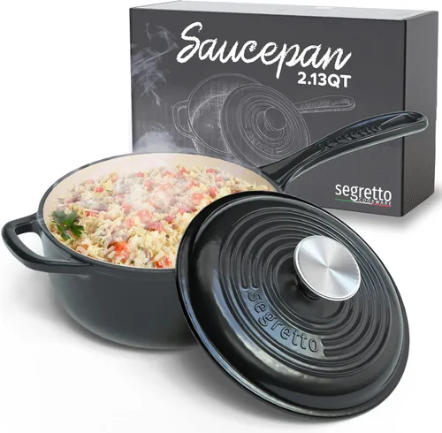 Miniatura 13 de Sartén pequeña con tapa, olla Bianco Perla de 2.13 cuartos de galón (blanquecino), olla pequeña con mango auxiliar Stay Cool y tapa de ajuste