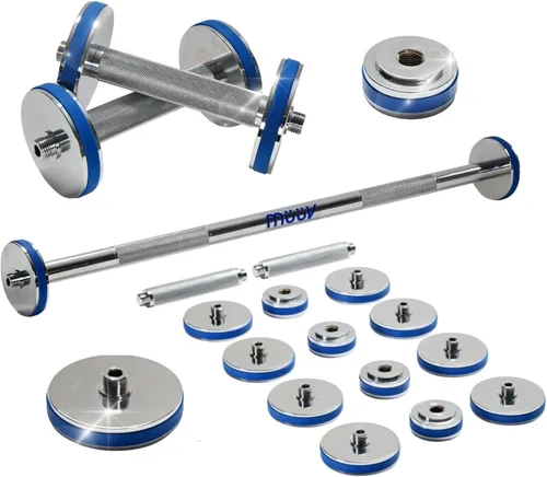 müüv - Juego de mancuernas ajustables 2 en 1 y sistema de mancuernas para gimnasio en casa, juego de pesas de 5 a 40 libras con platos y asas,