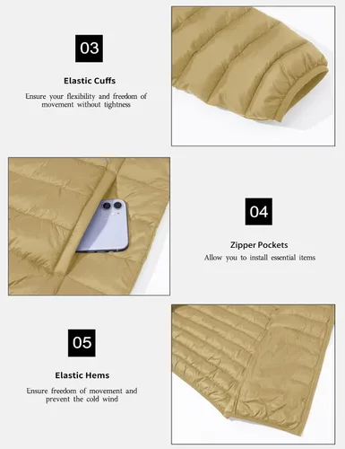 Miniatura 6 de MAGCOMSEN Chaqueta acolchada ligera con capucha para hombre, con cremallera completa, resistente al agua, acolchada, con forro