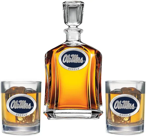 Miniatura 11 de Heritage Pewter Juego de decantador Appalachian State con 2 vasos combinados, vertedor de 24 onzas con 2 vasos dobles antiguos, vidrio de peltre