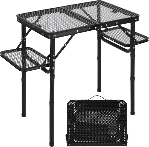 Miniatura 12 de RedSwing Mesa plegable para parrilla, mesa de aluminio ligera de altura ajustable con escritorio de malla y bolsa de malla para acampar al aire Negro