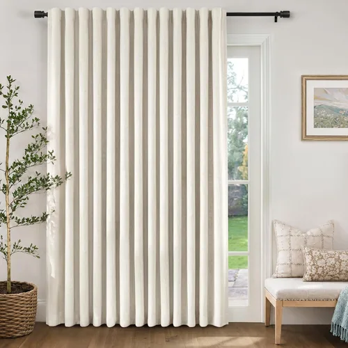 Miniatura 38 de INOVADAY Cortinas térmicas para puerta corredera 100% opacas para dormitorio, cortinas de puerta corrediza de vidrio extra anchas para patio, lino