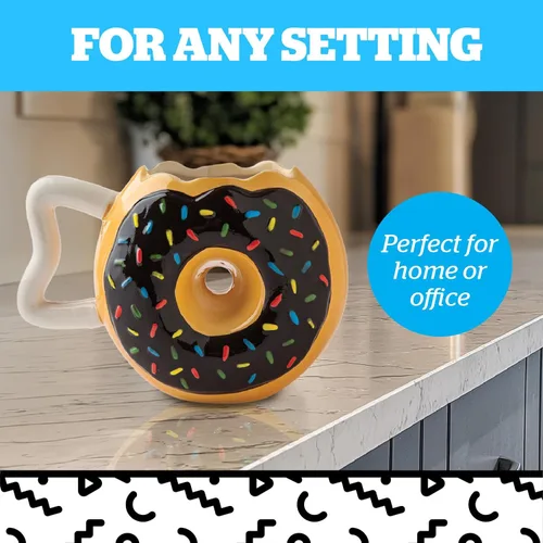 Miniatura 5 de BigMouth Inc Taza de Café con Chispitas de Dona, Divertida Taza Novedosa con Forma de Dona, Regalo Divertido para Amantes de los Postres, Cerámica