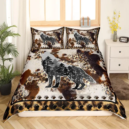 Miniatura 9 de Juego de funda de edredón de oso para niños, juego de ropa de cama de animales salvajes para niños, naturaleza, vida silvestre, oso, pájaro, juego
