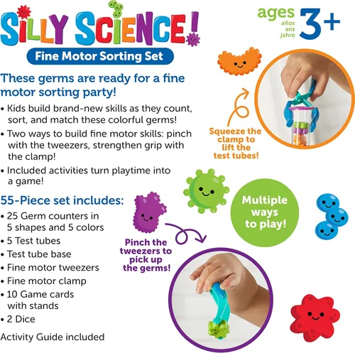 Miniatura 6 de Learning Resources Silly Science - Juego de clasificación de motricidad fina – 55 piezas, juguete educativo a partir de 3 años, habilidades motoras