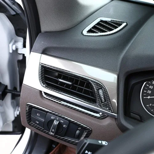 Miniatura 5 de YIWANG Cubierta de ventilación de aire acondicionado lateral cromada ABS estilo fibra de carbono 4 piezas para BMW X1 F48 2016-2019, para BMW X2 F47