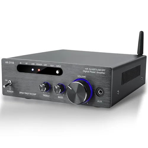 Miniatura 9 de Amplificador de audio 800W, amplificador estéreo para el hogar con 2 canales, RMS 60Wx2, Bluetooth 5.0, mini amplificador HiFi con eco, micrófono