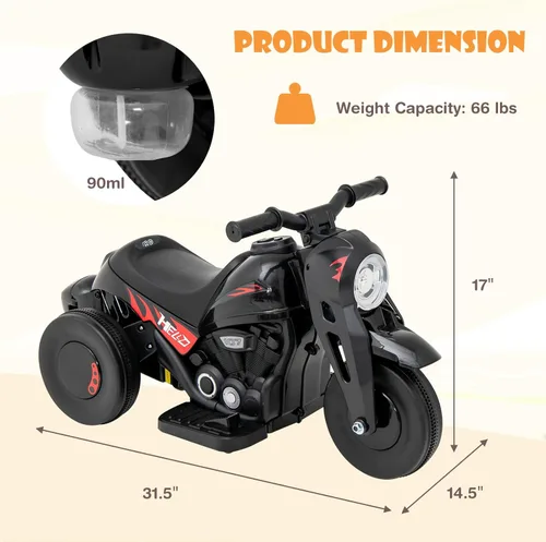 Miniatura 7 de OLAKIDS Motocicleta para niños, de 6 V, juguete eléctrico para montar con función automática de burbujas, pedal de pie, faro, música, vehículo de 3