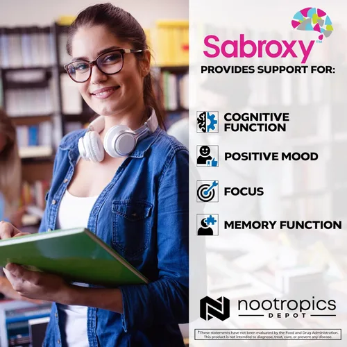 Miniatura 4 de Nootropics Depot Sabroxy® Tabletas 100 mg 180 unidades Mínimo 10% Oroxilina-A Oroxylum indicum Puede ayudar a promover el enfoque