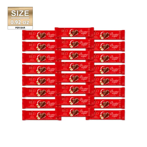 Miniatura 4 de RED Delight - Barras de chocolate con leche de avellana y macadamia sin azúcar añadida, paquete de 24