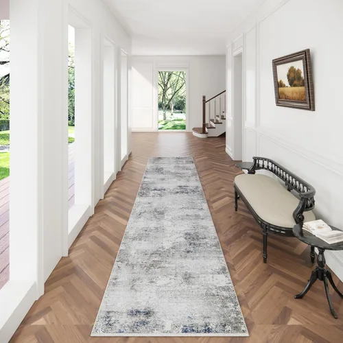 Miniatura 117 de Alfombra de pasillo lavable antideslizante: alfombra de cocina de 2 x 6 pies, resistente a las manchas, con parte trasera de goma, alfombra suave