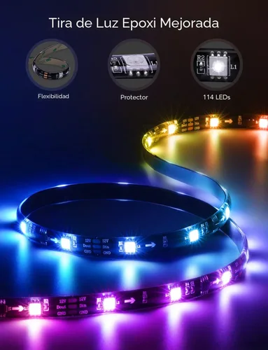 Miniatura 8 de Govee Retroiluminación LED para TV, tira de luces LED inteligentes RGBIC para televisores de 55 a 65 pulgadas, control de aplicación Bluetooth