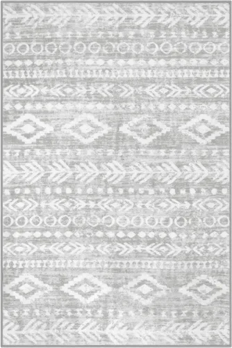 Miniatura 9 de Lahome Alfombra bohemia marroquí para entrada, lavable, de 2 x 3 pies, color gris y blanco, antideslizante, ultra fina, suave, rústica con estampado