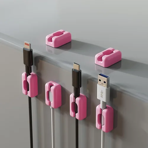 Miniatura 13 de 5 clips organizadores de cables negros, clips adhesivos de silicona para cables de carga, organizador de cables para escritorio, mesita de noche