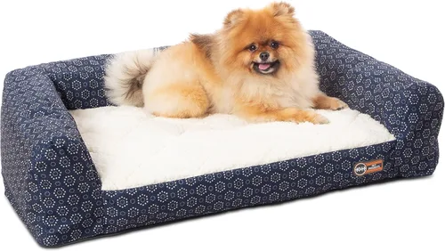 K&H Pet Products Sofá cama de aire azul marino/flor geográfica pequeña 18 x 24 pulgadas Marina/Geo Flower