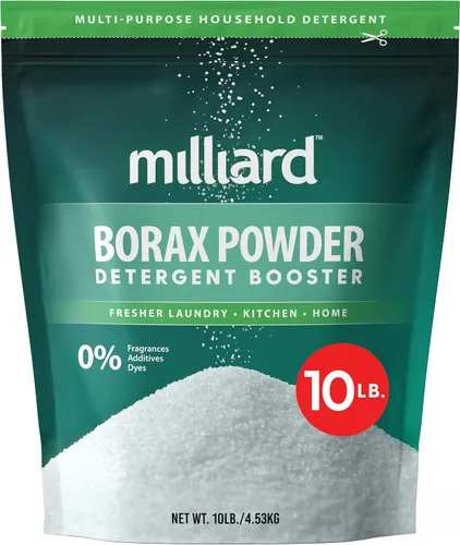 Milliard Potenciador de ropa en polvo de bórax, limpiador y detergente multiusos natural puro, 10 libras, sin perfume