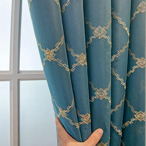 Miniatura 6 de Amidoudou 1 par de cortinas geométricas de doble capa para sala de estar, cortinas bordadas con patrón de diamante degradado para dormitorio