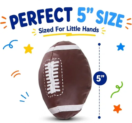 Miniatura 4 de Liberty Imports Paquete de 4 pelotas deportivas de peluche suave de 5 pulgadas para niños, niños pequeños, fútbol, béisbol, baloncesto, fútbol