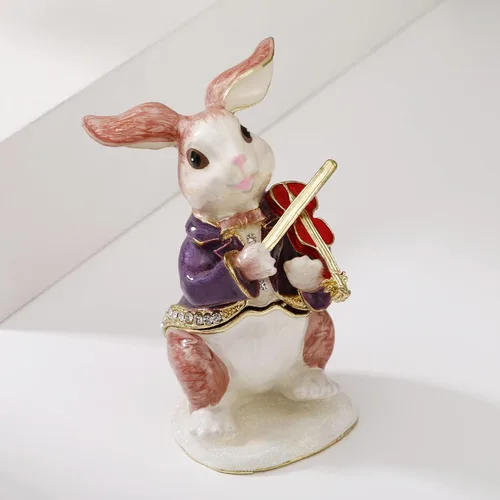 Miniatura 8 de Caja de abalorios de animales pintada a mano para decoración del hogar, organizador de joyas esmaltadas con bisagras, almacenamiento para aretes