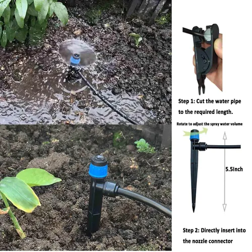 Miniatura 6 de Sistema de riego por goteo con temporizador para jardín, identificación principal de 1/2 pulgada, 16.5 pies y 1/4 de pulgada, manguera de agua de 96