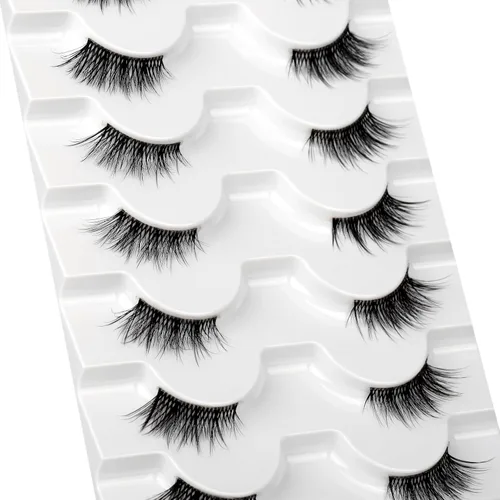 Miniatura 186 de Pooplunch - Pestañas postizas finas de visón sintético, estilo ojo de gato, naturales, cruzadas, tipo racimo, efecto 8D de volumen, tiras