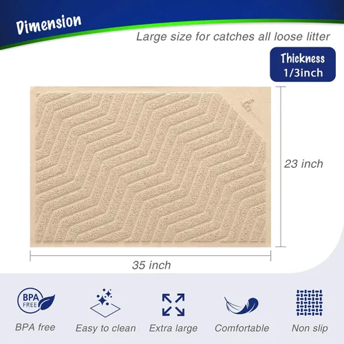 Miniatura 3 de WePet Tapete para caja de arena para gatos (No. 02-2), almohadilla de PVC de alta calidad, alfombra de captura duradera, libre de ftalatos