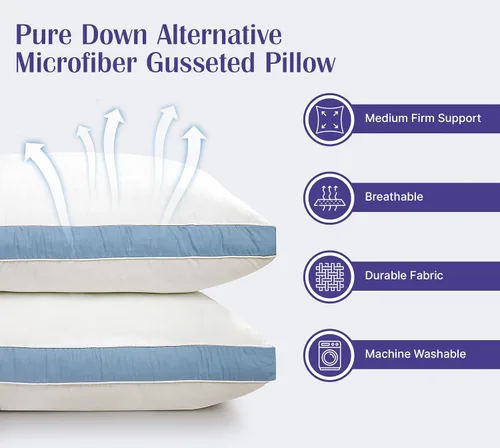 Miniatura 2 de ROYALE LINENS Juego de 2 almohadas de tamaño estándar, almohada de cama para dormir, almohada refrescante para dormir de espalda, estómago
