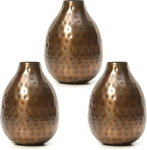 Miniatura 9 de Hosley Juego de 3 jarrones de metal de 4.5 pulgadas de alto, acabado rojo, decoración floral contemporánea para arreglos florales, elegantes Acabado