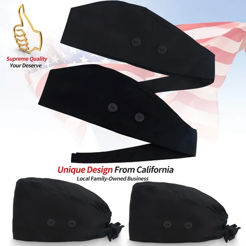Miniatura 6 de ABAMERICA Gorras de trabajo con botón y banda para el sudor, sombreros de trabajo ajustables para mujeres y hombres, talla única