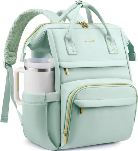 Miniatura 10 de LOVEVOOK - Mochila de computadora portátil para mujer con bolsillo gigante para tarros, mochila de 15.6 pulgadas, impermeable, mochila de viaje