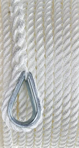 Miniatura 4 de Seachoice - Cuerda de anclaje, 3 hebras trenzadas, color blanco, nailon