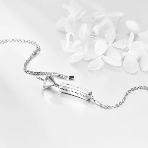 Miniatura 4 de ONEFINITY Pulsera de urna para cenizas, plata de ley 925, concha de abulón, colibrílibélulamariposagirasol, joyería de cremación para cenizas