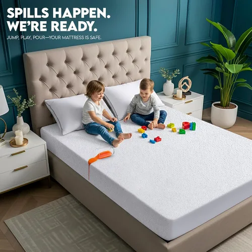 Miniatura 6 de Utopia Bedding - Protector de colchón de doble cara con parte superior y paneles laterales de rizo impermeables tamaño individual, funda de colchón