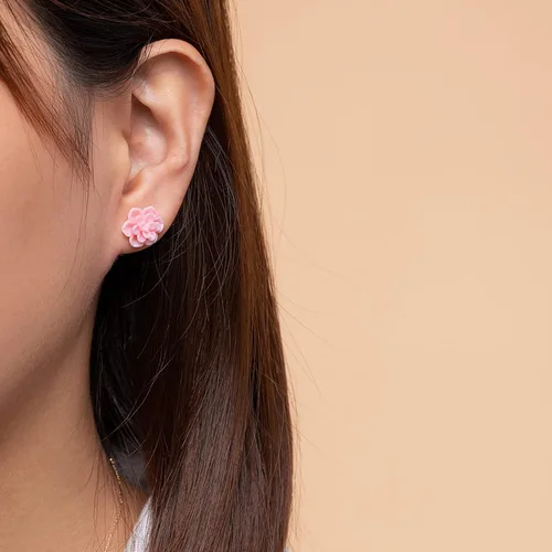 Miniatura 2 de Plastic Earrings, KMEOSCH 2 Pairs Plastic Wood Scents Flowers Earrings Studs for Sensitive Ears