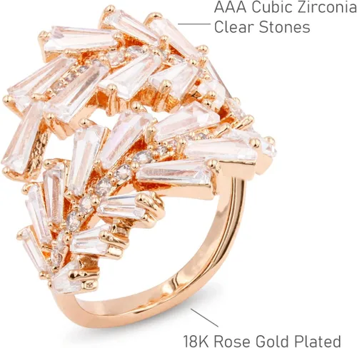 Miniatura 4 de Lavencious Anillo de moda de cóctel artístico, tamaño ajustable de 6 a 8.5 circonitas cúbicas