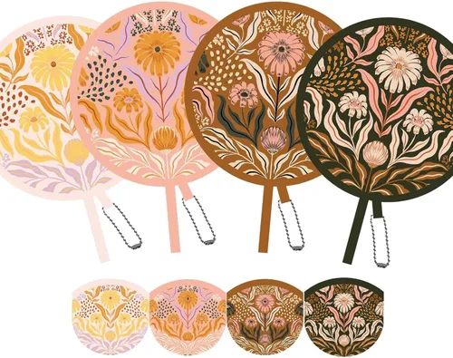 Miniatura 15 de 4 abanicos de mano plegables de pintura floral rosa, ventiladores compactos para mujeres, ventilador de mano plegable para conciertos, viajes
