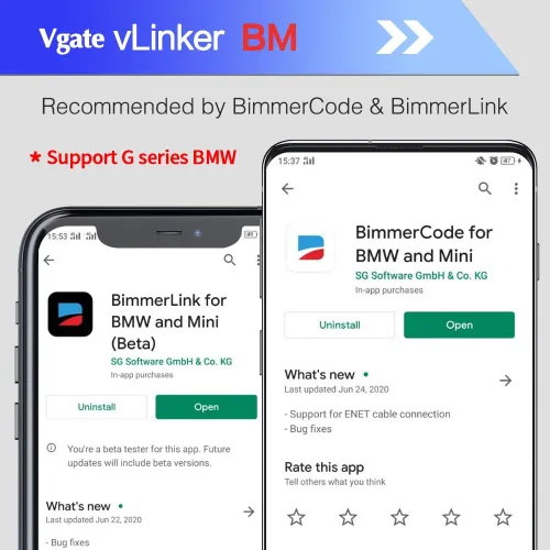 Miniatura 4 de Vgate vLinker BM OBD2 - Lector de código Bluetooth, herramienta de escaneo OBDII para Android y Windows, hecho para BimmerCode