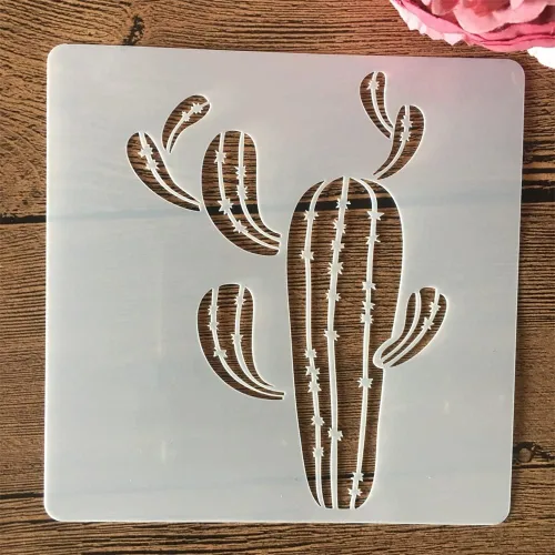 Miniatura 9 de TIAMECH 8 plantillas reutilizables de cactus para pintar, plantas suculentas y plantillas de capas de palmeras, arte de pared de bricolaje, muebles
