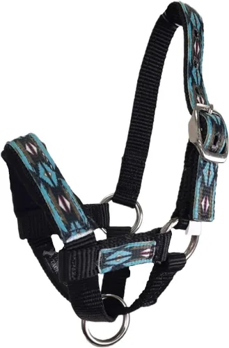 Miniatura 2 de Tahoe Tack Halter de alpaca superpuesto de nailon con banda nasal acolchada - 6 meses de garantía Azul (Blue Aztec)