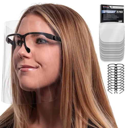 Miniatura 13 de TCP Global Salon World - Protectores faciales completos con marcos de gafas (paquete de 10), ultra transparentes para proteger los ojos, la nariz