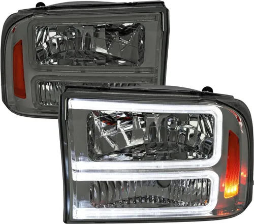 Miniatura 10 de SPEC-D TUNING Faros delanteros negros con luces LED compatibles con Ford F-250, F-350, F-450 SuperDuty 1999-2004, 2000-2004 Excursion, Juego
