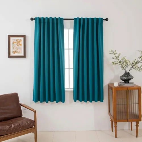 Miniatura 12 de Pickluc Cortinas opacas de 63 pulgadas de largo, 2 paneles de cortinas opacas para dormitorio o sala de estar, pestaña trasera y bolsillo para Negro