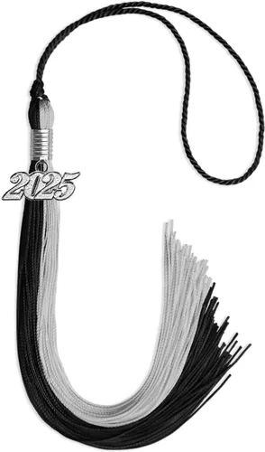 Miniatura 85 de Endea Graduation Borla de doble color con gota de fecha plateada (negro/oro antiguo, 2025)