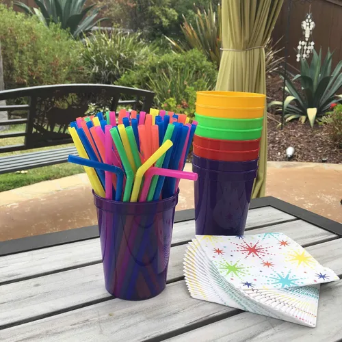 Miniatura 6 de Rolling Sands Vasos de plástico reutilizables para estadios de 16 onzas, paquete de 8, fabricados en Estados Unidos, sin BPA, aptos para Negro