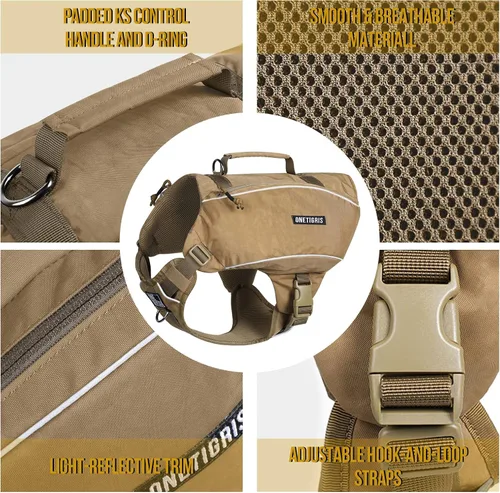 Miniatura 3 de ONETIGRIS CAMLUS - Mochila para perros en forma de Y, sin tirones, con anillas en D, ligera, para senderismo, caza, campamento, viajes