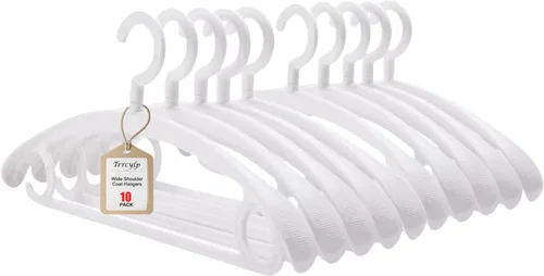Miniatura 11 de Paquete de 10 perchas resistentes con capacidad de carga de 25 libras, colgador giratorio para ropa para trajes, perchas de hombro ancho