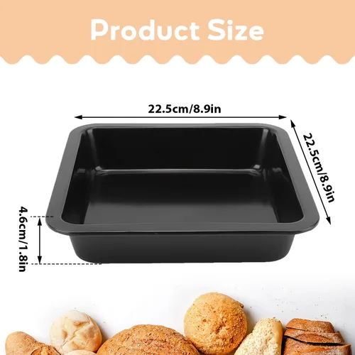 Miniatura 2 de Tissting 2 moldes rectangulares para tartas de 8.9 x 8.9 x 1.8 pulgadas (8.9 x 8.9 x 1.8 in), antiadherentes para pasteles, brownies, lasaña